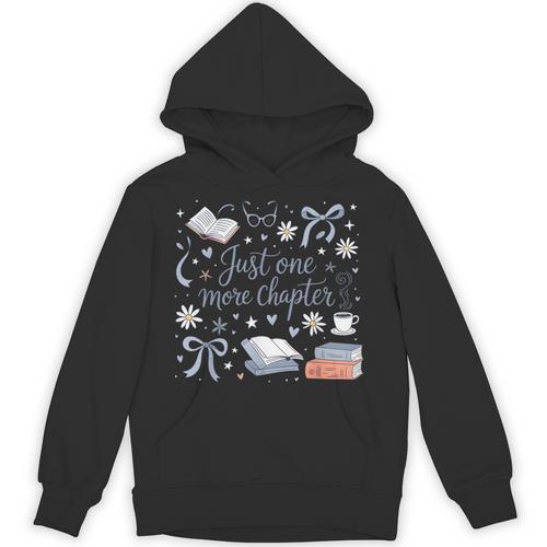 Girl Coquette Bow Just One More Chapter Book Bookish Reading Unisex Hoodie - Bookorys