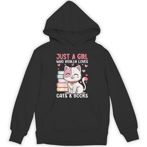 Girl Who Loves Cats And Books Cute Unisex Hoodie - Bookorys AU