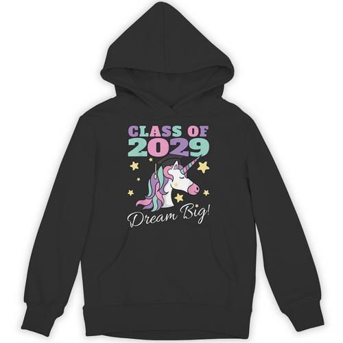 Girls Class Of 2029 Magical Unicorn Graduation Cap Unisex Hoodie - Best Gift Smart
