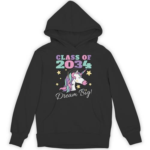 Girls Class Of 2034 Magical Unicorn Graduation Cap Unisex Hoodie - Best Gift Smart