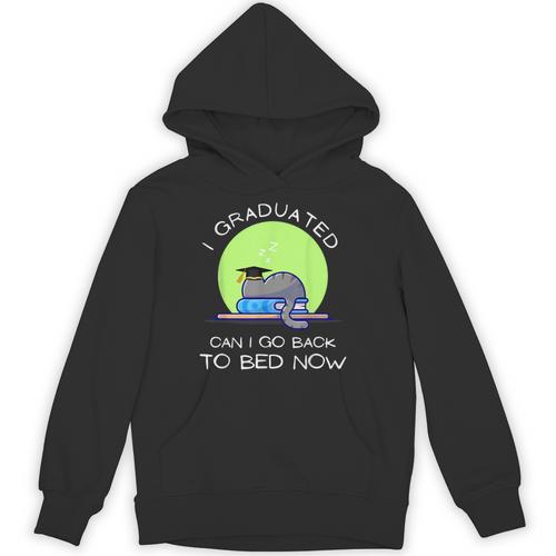 I Graduated Can I Go Back To Bed Now Cat Graduation For Men Women Girls Kids Unisex Hoodie - Best Gift Smart