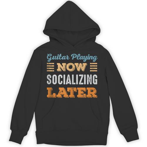 Guitar Playing Now Minimal Socializing Introvert Vintage Unisex Hoodie - Raresse