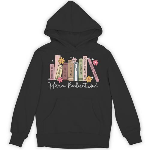 Harm Reduction Floral Book Overdose Awareness Nurse Unisex Hoodie - Bookorys UK
