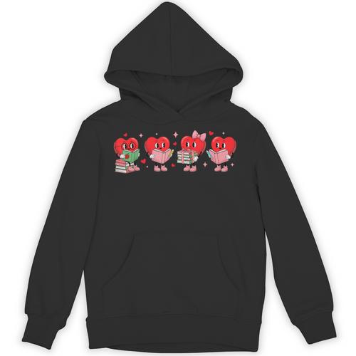 Heart Reading Books Valentine Teacher Library Book Lover Unisex Hoodie - Bookorys