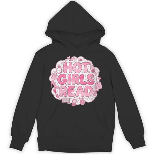 Hot Girls Read Pink Aesthetic Book Lover Reading Unisex Hoodie - Bookorys