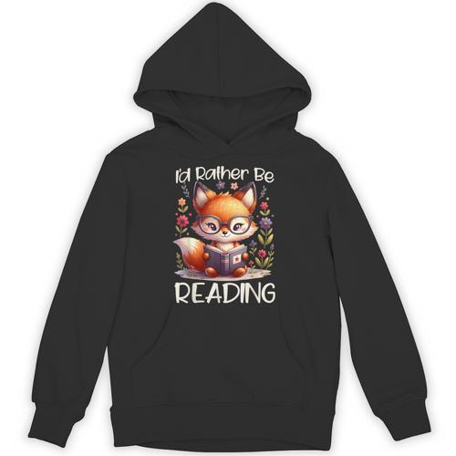 I'd Rather Be Reading Cute Fox Book Lover Reader Bookworm Unisex Hoodie - Bookorys
