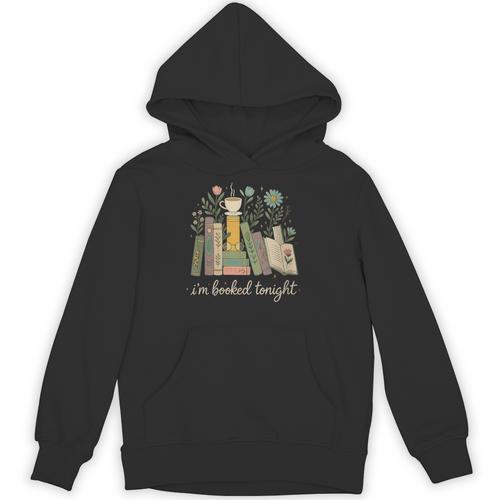 I'm Booked Tonight Floral Books Cozy Reading Graphic Unisex Hoodie - Bookorys