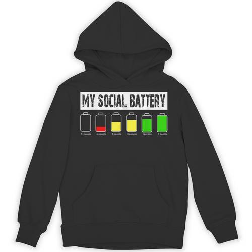 Introvert My Social Battery Low Level Graphic Unisex Hoodie - Raresse
