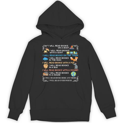 IWill Read Books On A Boat & Everywhere Reading Kids Unisex Hoodie - Bookorys UK