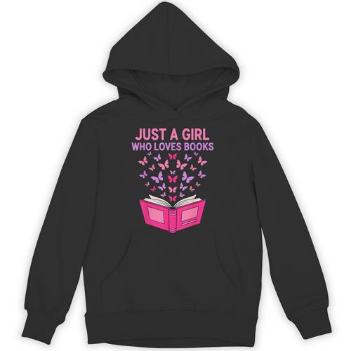 Just A Girl Who Loves Books Butterflies Reading Unisex Hoodie - Bookorys
