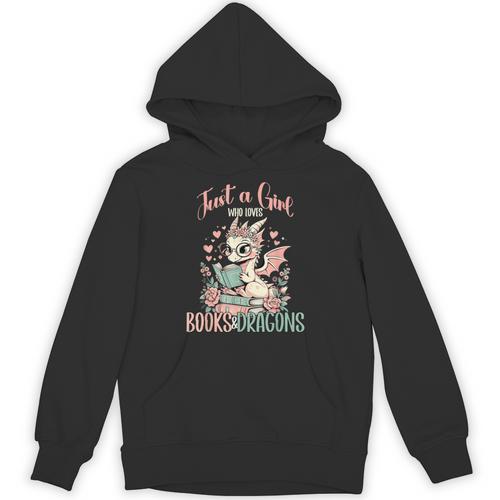 Just a Girl Who Loves Books And Dragons Book Dragon Lover Unisex Hoodie - Bookorys