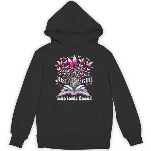 Just a Girl Who Loves Books Reading Book Butterfly Bookworm Unisex Hoodie - Bookorys