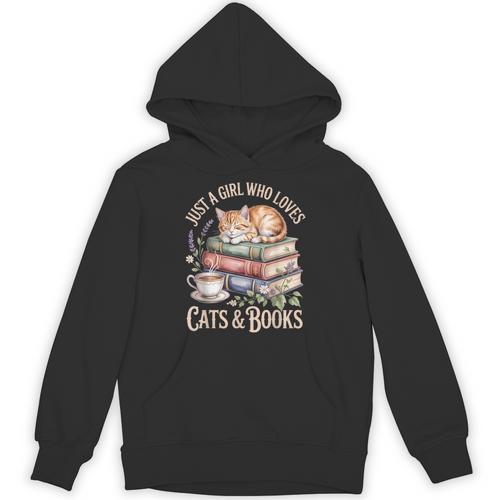 Just A Girl Who Loves Cats And Books Reading Librarian Unisex Hoodie - Bookorys
