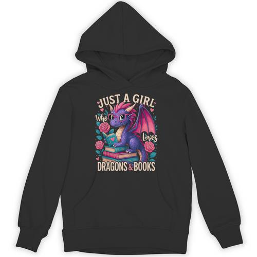 Just a Girl Who Loves Dragons And Books Dragon Unisex Hoodie - Bookorys