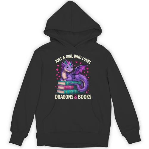 Just a Girl Who Loves Dragons And Books Reading Unisex Hoodie - Bookorys