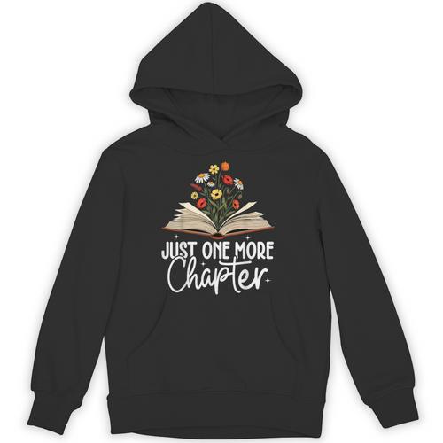 Just One More Chapter Floral Book Reading Girl Bookworm Unisex Hoodie - Bookorys