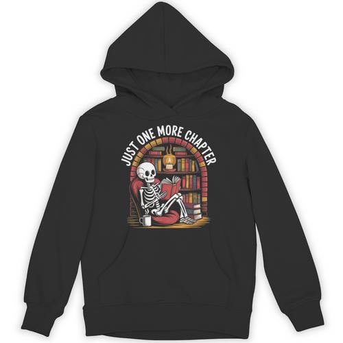 Just One More Chapter Skeleton Reading Cozy Books Unisex Hoodie - Bookorys