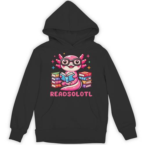 Kawaii Axolotl Readsolotl Book Lover Reading Bookworm Girls Unisex Hoodie - Bookorys