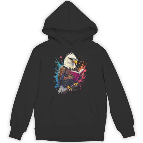 Kawaii Eagle Reads Book Reading Library Book Bookworm Unisex Hoodie - Bookorys