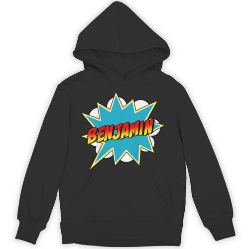 Kids Boys Benjamin Name Personalized Superhero Comic Book Unisex Hoodie - Bookorys