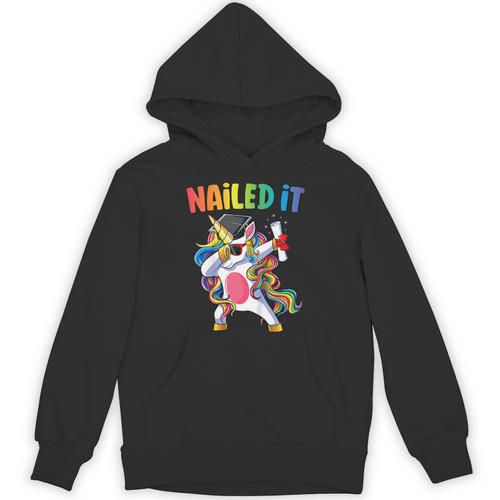 Kids Kindergarten Graduation Shirt Unicorn Graduate Nailed It Unisex Hoodie - Best Gift Smart