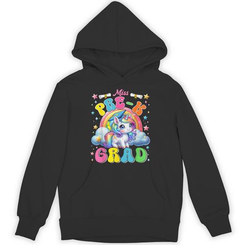 Kids Miss Pre-K Grad Graduation Cute Unicorn Rainbow Girls Unisex Hoodie - Best Gift Smart
