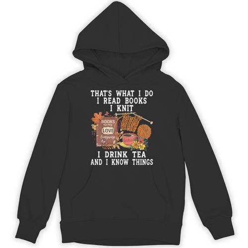 Knitting Reading Books Drinking Tea Knitter Knit Unisex Hoodie - Bookorys CA