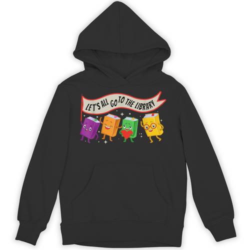 Librarian Let's All Go To The Library Cute Groovy Book Lover Unisex Hoodie - Bookorys DE