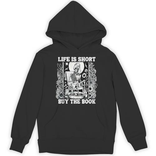 Life Is Short Buy The Book Introvert Skeleton Reading Unisex Hoodie - Raresse