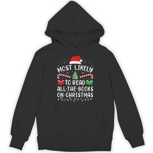Most Likely To Read A Book On Christmas Family Matching Xmas Unisex Hoodie - Bookorys DE