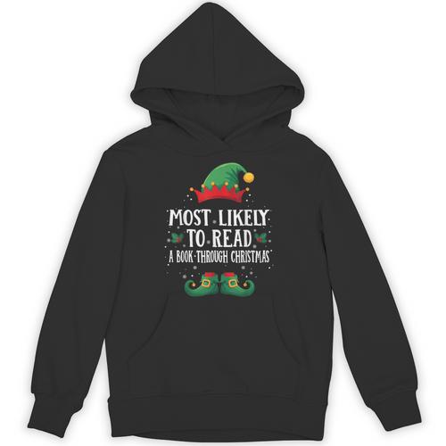 Most Likely To Read A Book Matching Christmas Elf Unisex Hoodie - Bookorys