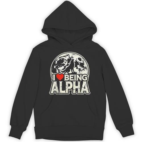 I Love Being Alpha Moonlit Wolf Meme Alpha Introvert Unisex Hoodie - Raresse