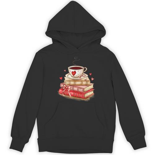 Love Book Coffee Heart Coquette Bow Valentines Day Unisex Hoodie - Bookorys