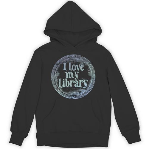 I Love My Library Medallion For Book Lover Reader Librarian Unisex Hoodie - Bookorys AU