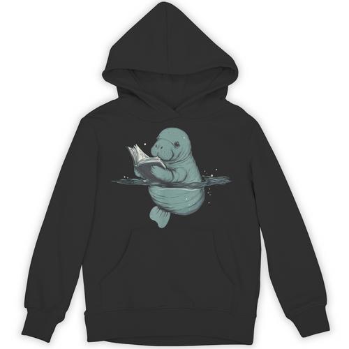 Manatee Reading Book Bookworm Manatees Ocean Animal Lover Unisex Hoodie - Bookorys