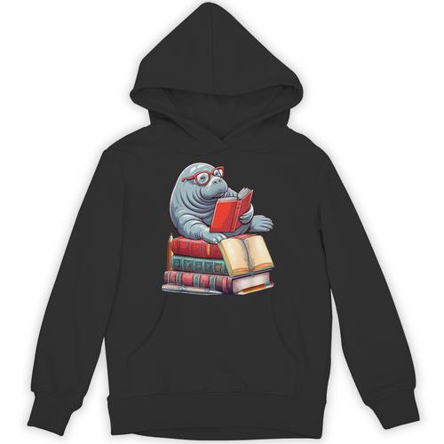 Manatee Reading Books Matching Bookworm Readers Librarian Unisex Hoodie - Bookorys AU