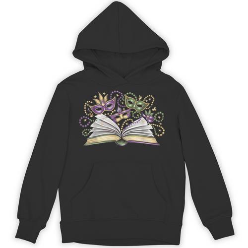 Mardi Gras Book Librarian Author Purple Beads Unisex Hoodie - Bookorys