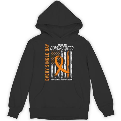 In Memory Of Goddaughter Leukemia Awareness USA Flag Shirts Women Kids Men Unisex Hoodie - Easessy