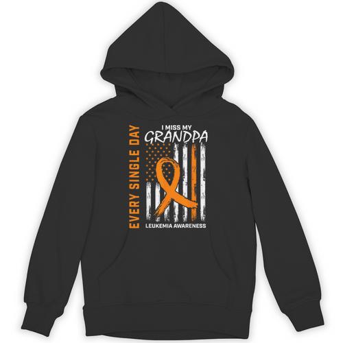 In Memory Of Grandpa Leukemia Awareness Products Flag Shirts Unisex Hoodie - Easessy