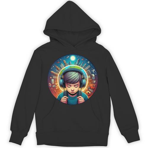 Music Enthusiast Under Starry Skies World Introvert Boy Unisex Hoodie - Raresse