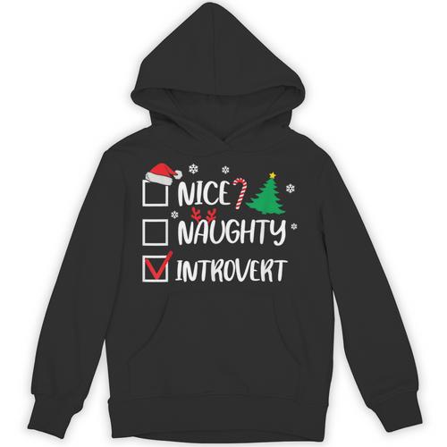 Nice Naughty Introvert Christmas List Santa Unisex Hoodie - Raresse