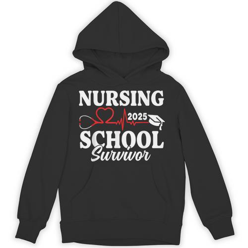 Nursing School Survivor 2025 RN ER Graduation Nurse Grad Unisex Hoodie - Best Gift Smart