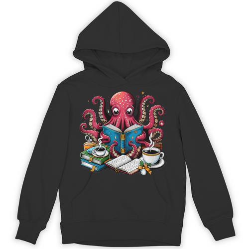Octopus Reading Book Coffee Lover Bookaholic Bookworm Reader Unisex Hoodie - Bookorys DE