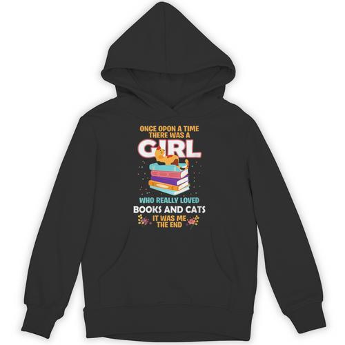 Once Upon A Time There Was A Girl Who Loves Books And Cats Unisex Hoodie - Bookorys