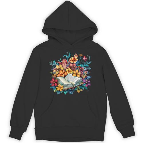 Open Book With Colorful Floral Reading Magic Unisex Hoodie - Bookorys CA