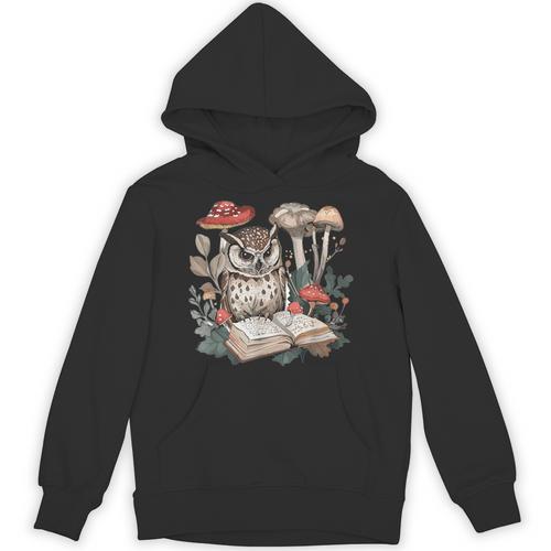 Owl With Books Reading Cottagecore Aesthetics Unisex Hoodie - Bookorys