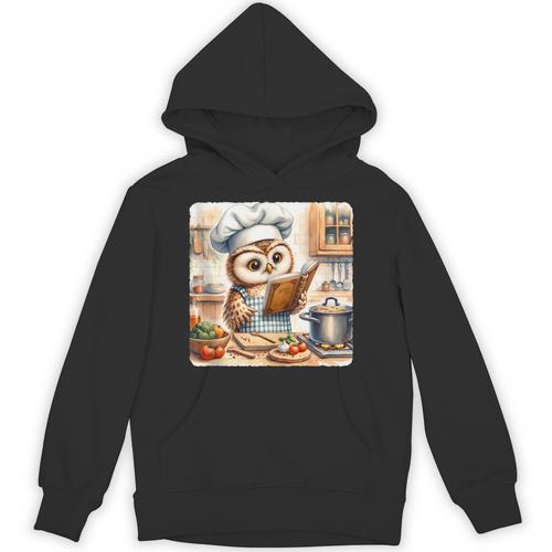 Owl Learning To Cook With Cookbook Chef Apron Stove Cooking Unisex Hoodie - Bookorys