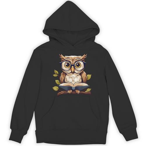 Owl Reading A Book Perched On A Branch Bookworm Unisex Hoodie - Bookorys