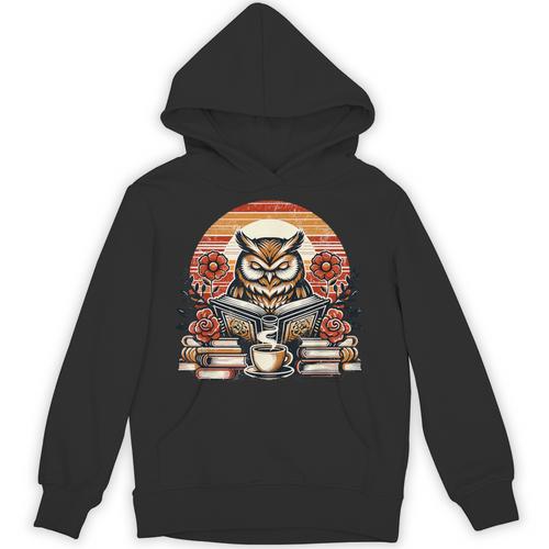 Owl Reading Books Book Library Bookworm Unisex Hoodie - Bookorys
