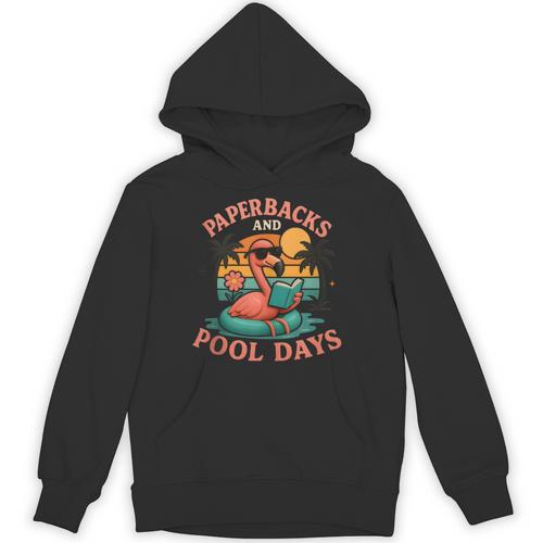 Paperbacks And Pool Days Flamingo Reading Summer Vibes Books Unisex Hoodie - Bookorys DE